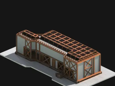 Medieval Low Poly Building Castle Wooden Village Stone House 30 Low-poly 3D model