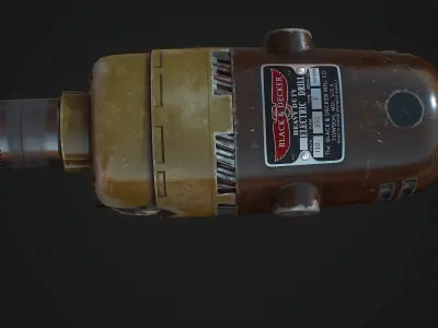 Black and Decker Drill PBR Low-poly 3D model Low-poly 3D model