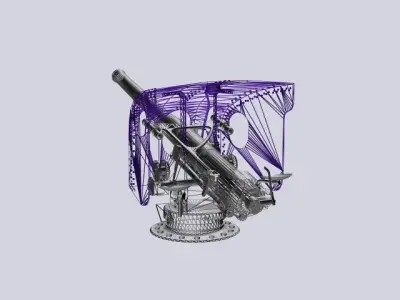 4Inch cannon Low-poly 3D model