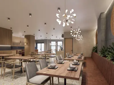 Fast Food Interior 3D Scene High-Quality Corona Render Ready 3D model