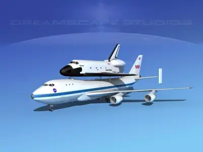 STS Shuttle Atlantis Transport LP 1-2 747 3D model