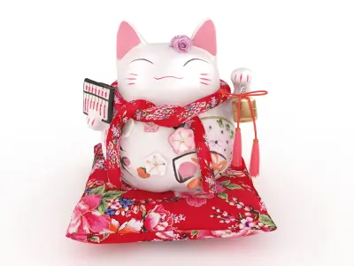 fortuneCat japanese kawaii cat figurine 3D model