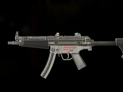 MP5 submachine gun low poly Free low-poly 3D model