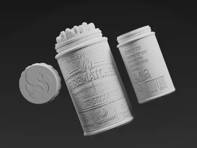 Low Poly Waterproof Matches - Game Ready Stormproof Tube Low-poly 3D model