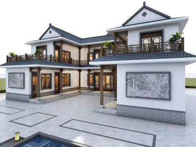 Chinese architecture Low-poly 3D model get