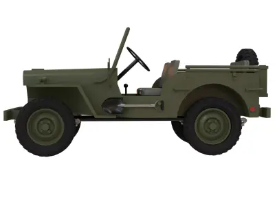 Willys MB Jeep WWII 3D Model Military Jeep Game Ready PBR Low-poly 3D model