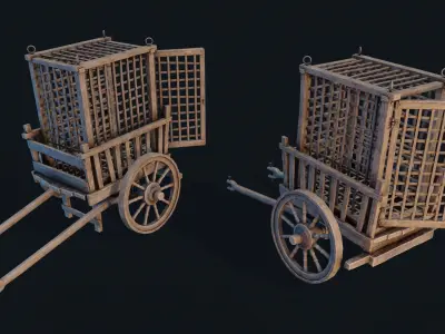 Medieval Prisoner Cart  2 Low-poly 3D model