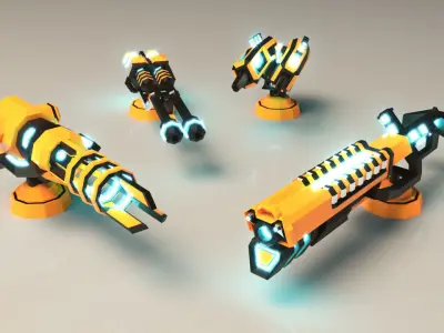 Low Poly Laser Gun Pack 01 Low-poly 3D model