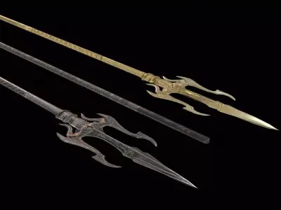 Atlantis War Trident Low-poly 3D model