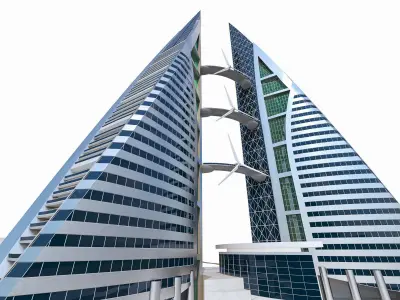 Bahrain World Trade Center Low-poly 3D model