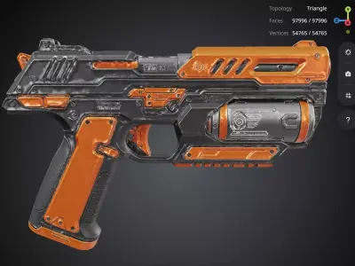 Orange Pistol 3D model shop