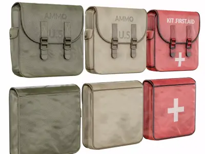 Small Ammo And Medic Bags  Low-poly 3D model
