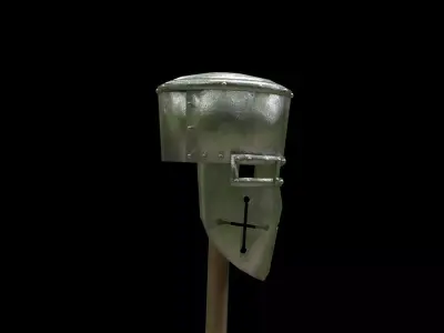 Medieval Templar helmet Low-poly 3D model