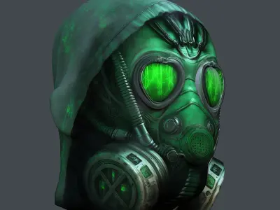 Gas mask helmet 3d model military combat fantasy cyborg Low-poly 3D model