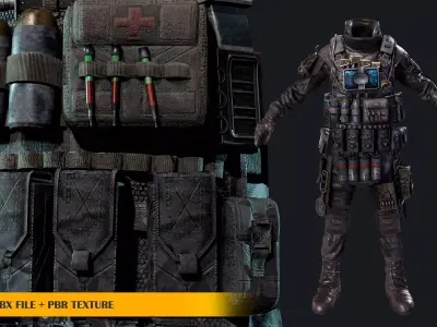 LOWPOLY-AAA MILITARY OUTFIT- GAME READY Low-poly 3D model