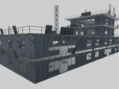 Rusty Metal Steel Construction Building 2 Free 3D model