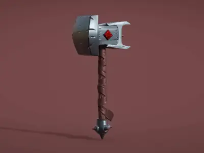 Stylized Battle Hammer Low-poly 3D model