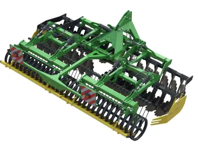 Kerner Helix H450 Trailed Disc harrow Low-poly 3D model