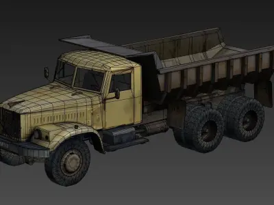 USSR KrAZ 256 truck Low-poly 3D model