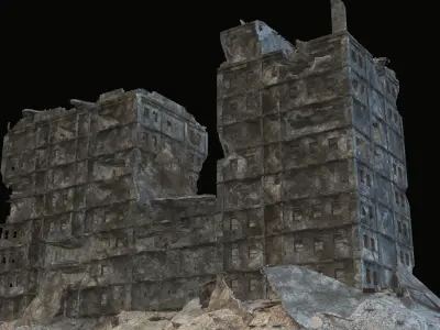 DESTROYED BUILDING 8 Low-poly 3D model purchase