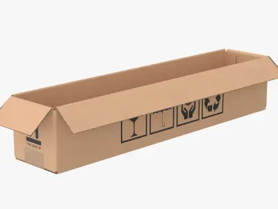 Cardboard Box 50x10x10 Open 3D model
