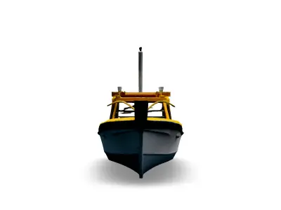LowPoly Yellow Passenger Boat Low-poly 3D model