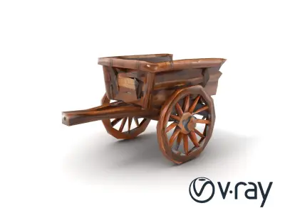 Medieval Wooden Cart Rustic model pack Low-poly 3D model