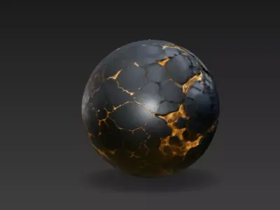 Sci-Fi Magma Lava Sphere High-Fidelity 4K PBR Alien Planet Asset 3D model