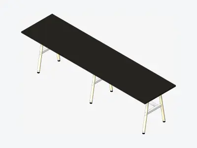 Desk - Timberline - Workstation - Sgl - Side - 2 - Person - Mid Low-poly 3D model