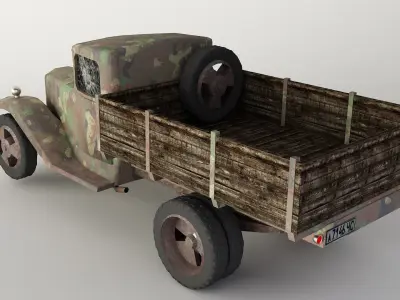  Car GAZ-AA military van Low-poly 3D model