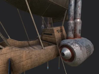 Steampunk Airship - Low Poly Aircraft 02 - Flying Ship Low-poly 3D model