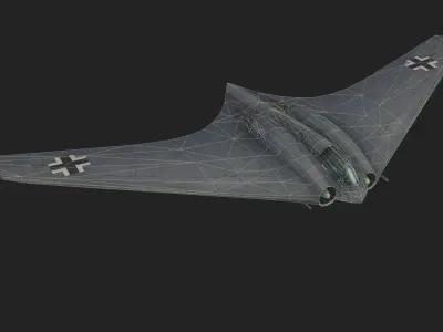 Horten Ho 229 Hand painted game model the first jet fighter Low-poly 3D model