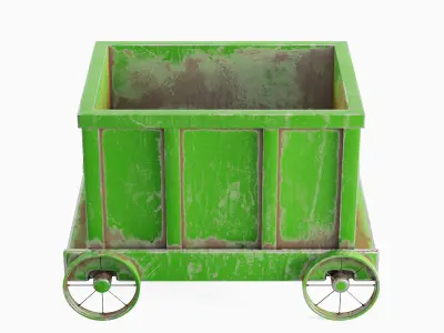 Old Mining Trolley 03 Low-poly 3D model