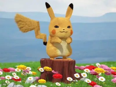 Anime Character Pikachu Angry Fur 3D model