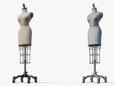 Mannequin Vintage on Wheels Low-poly 3D model