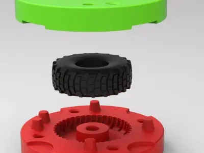 Mold for diecast military truck tire 5 Scale 1 to 25 3D print model