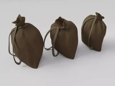 Set of 3 LowPoly Bags Low-poly 3D model