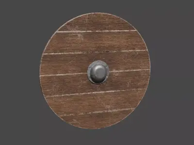 Shield 1 wooden Low-poly 3D model