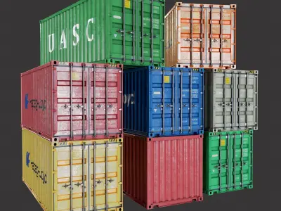 20Ft Containers Low-poly 3d model Low-poly 3D model
