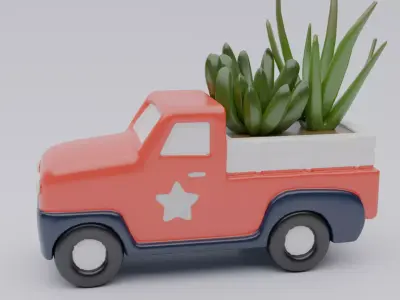 Vintage Red Truck  Low-poly 3D model