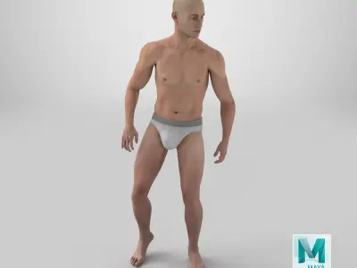 Athletic Male Figure in Underwear 3D model