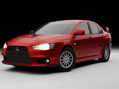 Mitsubishi Lancer EVO X Low-poly 3D model