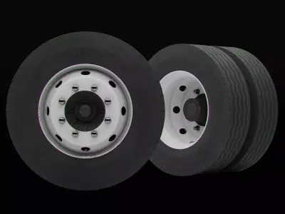 Truck wheels with LODs Low-poly 3D model