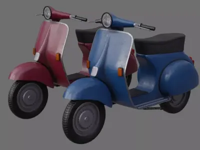 Motor Scooter 1B Low-poly 3D model