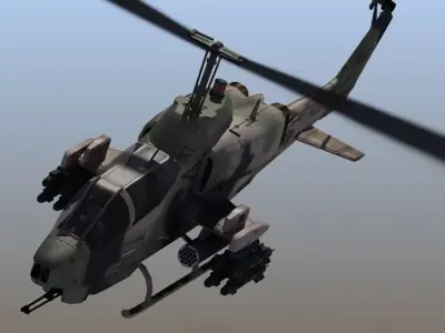 AH-1W Cobra Helicopter Gunship 3D Game Model Low-poly 3D model