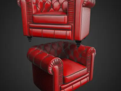 Chesterfield Vintage Leather Arm Chair  3D model
