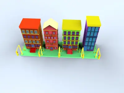 Colorfull cartoon building Free low-poly 3D model