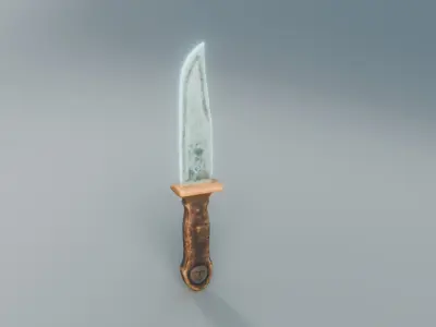 Hunters Vintage Wooden Knife Stylized Asset Low-poly 3D model