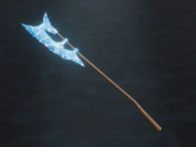 Set of 6 Elemental Battle Axes - Fantasy medieval weapon Low-poly 3D model