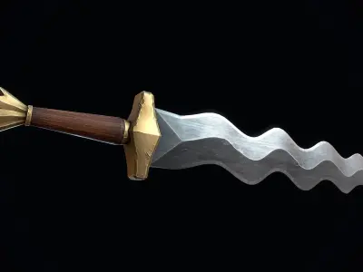 Short Flamberge Sword Low-poly 3D model